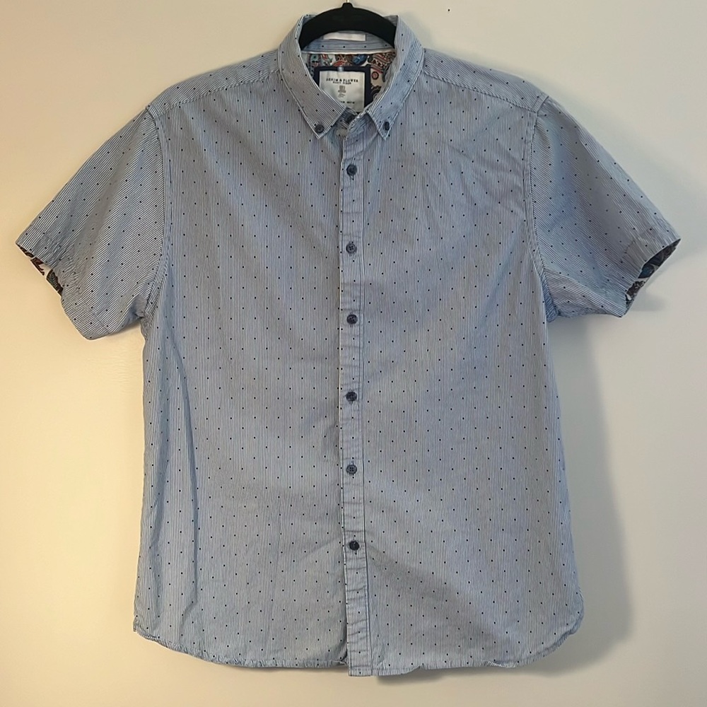Denim & Flowers Short Sleeve Button Down Shirt